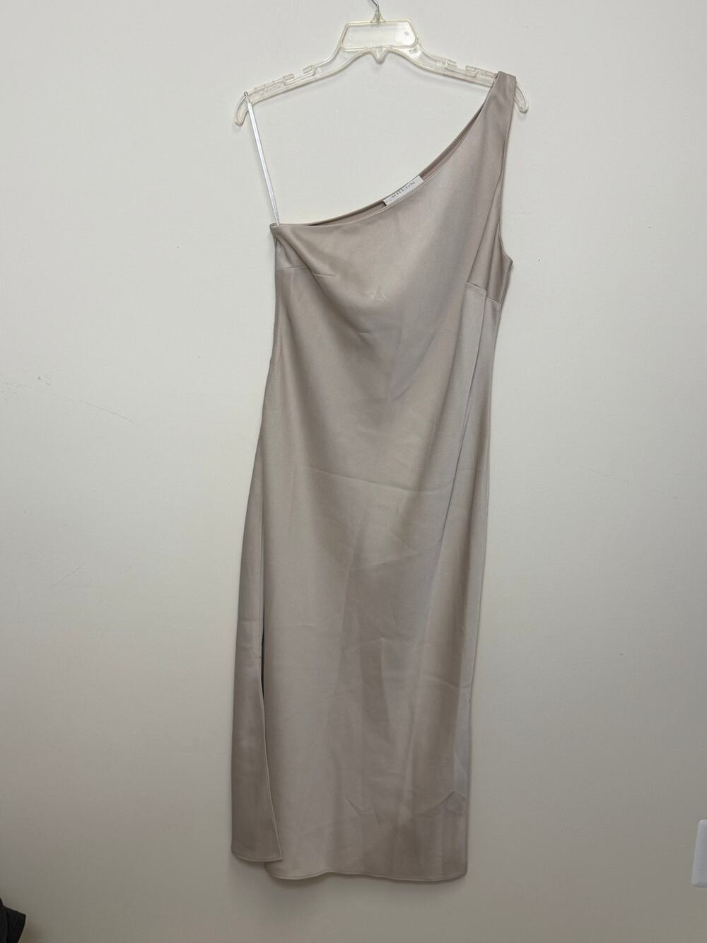 BHLDN Anthropologie Audrie One Shoulder Dress Neutral Cream 12